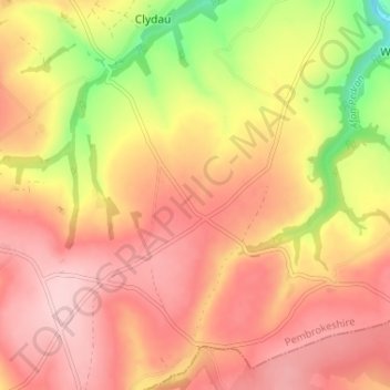 Mappa topografica Pant-yr-hwddwch, altitudine, rilievo