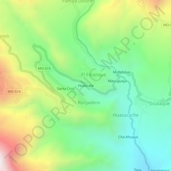 Mappa topografica Huascata, altitudine, rilievo