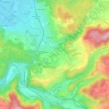 Mappa topografica Gotzenwil, altitudine, rilievo