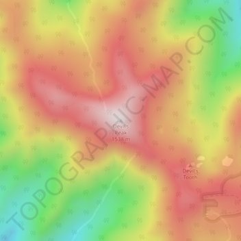 Mappa topografica Devil's Peak, altitudine, rilievo