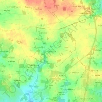 Mappa topografica La Carduchère, altitudine, rilievo