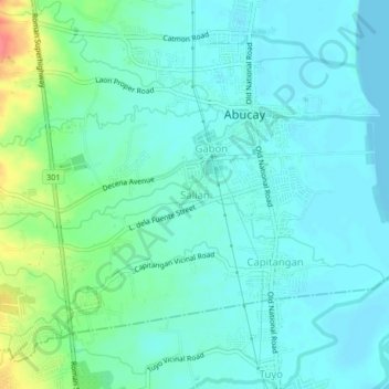 Mappa topografica Salian, altitudine, rilievo