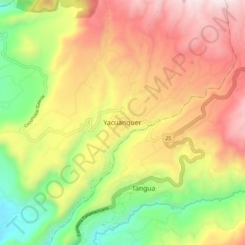 Mappa topografica Yacuanquer, altitudine, rilievo