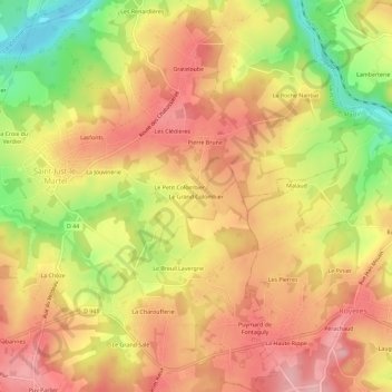 Mappa topografica Le Grand Colombier, altitudine, rilievo