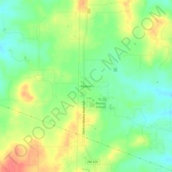 Mappa topografica Peaster, altitudine, rilievo