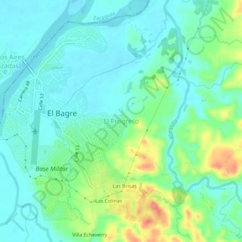 Mappa topografica El Progreso, altitudine, rilievo