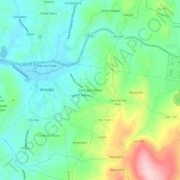 Mappa topografica Casal das Sousas, altitudine, rilievo