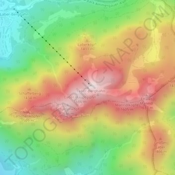 Mappa topografica Laber, altitudine, rilievo