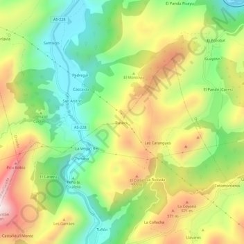Mappa topografica Buseco, altitudine, rilievo