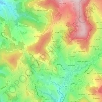 Mappa topografica Verville, altitudine, rilievo