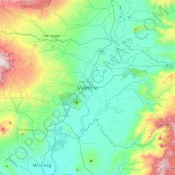 Mappa topografica Valencia, altitudine, rilievo
