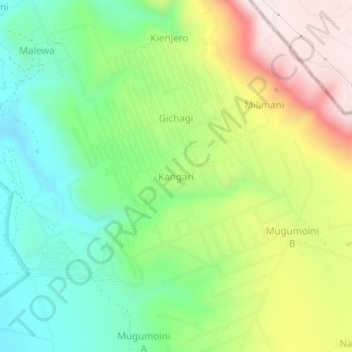 Mappa topografica Kangari, altitudine, rilievo