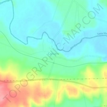 Mappa topografica Caruaru, altitudine, rilievo