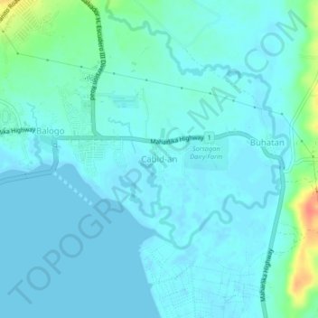 Mappa topografica Cabid-an, altitudine, rilievo