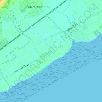 Mappa topografica Peterstone Wentlooge, altitudine, rilievo