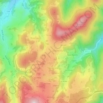Mappa topografica La Chapelle, altitudine, rilievo