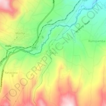 Mappa topografica Pilco, altitudine, rilievo