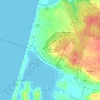 Mappa topografica Costa de Santo André, altitudine, rilievo