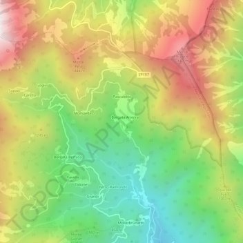 Mappa topografica Acquarossa, altitudine, rilievo