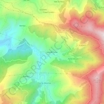 Mappa topografica Vale do Torno, altitudine, rilievo