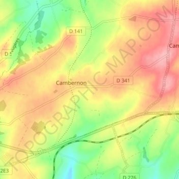 Mappa topografica Isigny, altitudine, rilievo