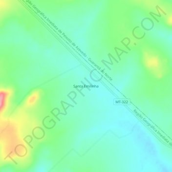 Mappa topografica Santa Emilinha, altitudine, rilievo