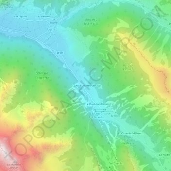 Mappa topografica La Rua des Reynauds, altitudine, rilievo