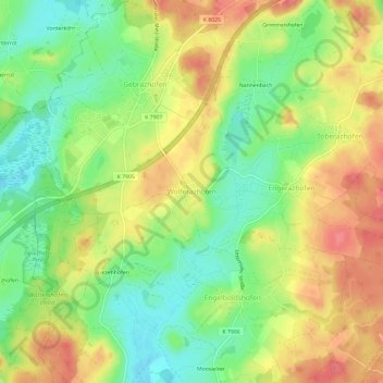 Mappa topografica Wolferazhofen, altitudine, rilievo