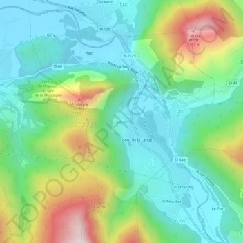 Mappa topografica Ladivert, altitudine, rilievo