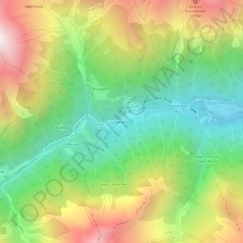 Mappa topografica Campioli, altitudine, rilievo