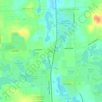 Mappa topografica Clyde, altitudine, rilievo