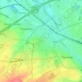 Mappa topografica Carbonnelle, altitudine, rilievo
