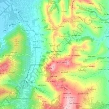 Mappa topografica Casa Bagnoli, altitudine, rilievo