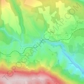 Mappa topografica Mirandol, altitudine, rilievo