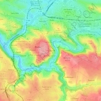 Mappa topografica Cité Lalande, altitudine, rilievo