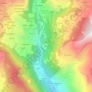 Mappa topografica Liex, altitudine, rilievo