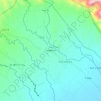 Mappa topografica Kalubihan, altitudine, rilievo