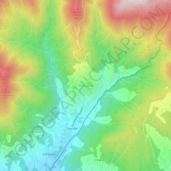 Mappa topografica Tobbiana, altitudine, rilievo
