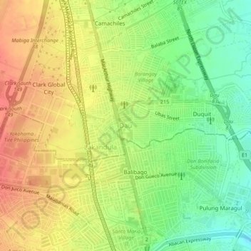 Mappa topografica Dau, altitudine, rilievo