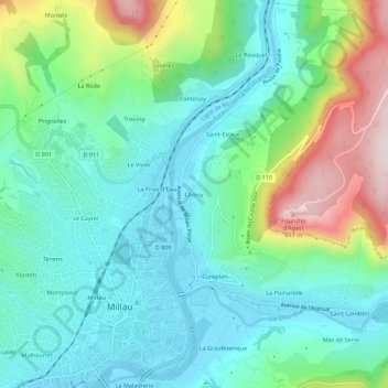 Mappa topografica Choisy, altitudine, rilievo