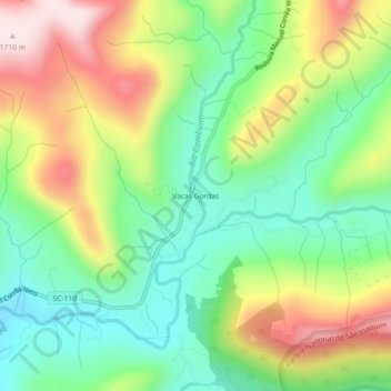Mappa topografica Vacas Gordas, altitudine, rilievo
