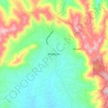 Mappa topografica Mutituni, altitudine, rilievo