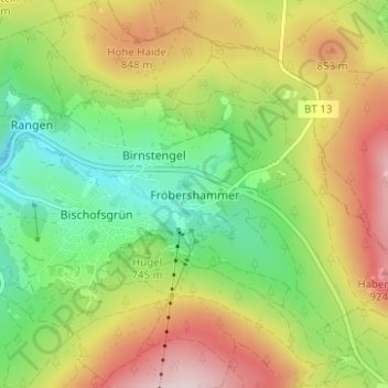 Mappa topografica Fröbershammer, altitudine, rilievo