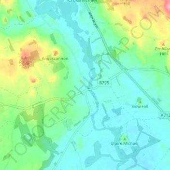 Mappa topografica Glenlochar, altitudine, rilievo