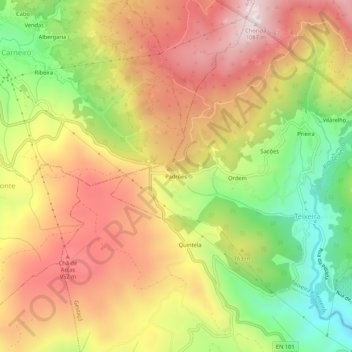 Mappa topografica Padrões, altitudine, rilievo