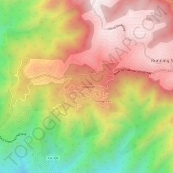 Mappa topografica Fredalba, altitudine, rilievo