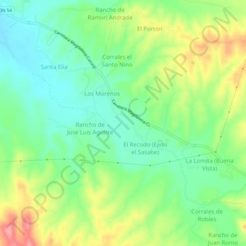 Mappa topografica San Carlos, altitudine, rilievo