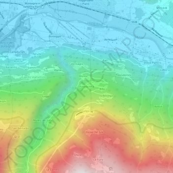 Mappa topografica Piateda Alta, altitudine, rilievo