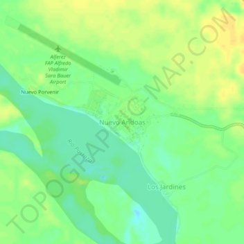 Mappa topografica Nuevo Andoas, altitudine, rilievo