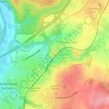 Mappa topografica Hopfenberg, altitudine, rilievo